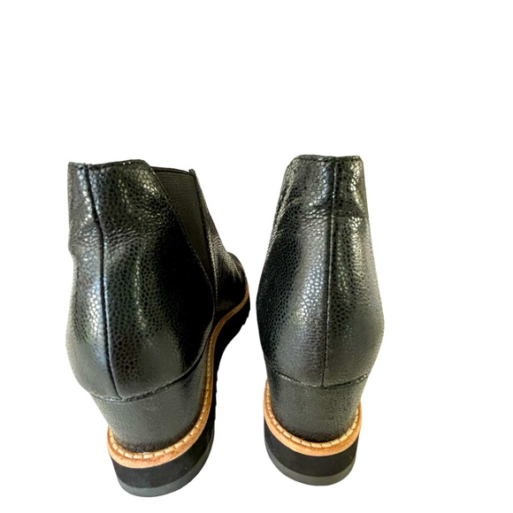 NEW Eileen Fisher Caddy Wedge Bootie in Black Embossed Leather - Picture 3 of 9